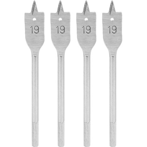 Lot de 4 mèches plates à bois 19mm en acier haute carbone pour perçage manuel et outillage (1/5)