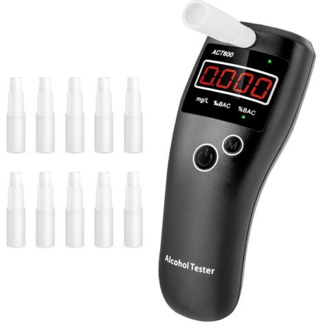 Ethylotest Electronique Homologué NF, Alcootest avec Affichage LCD Numérique, Portable Testeur d'alcool 10 Embouchures pour Usage Domestique et Professionnel (1/5)