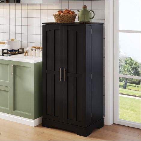 Küchenschrank (120x60x40 cm), mit LED-Sensorlicht, verstellbarem Regal, MDF, schwarz (1/5)