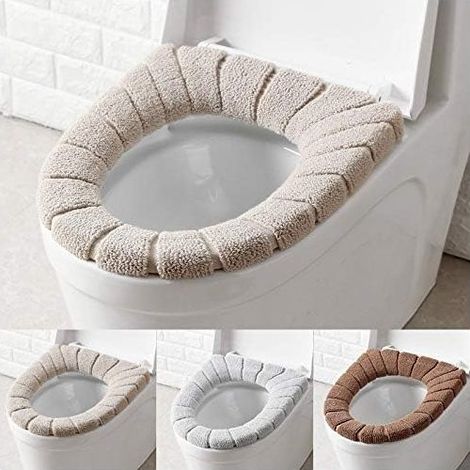 sièges de WC,WC Housse de siège Coussin de salle de bain chaud et doux Housse lavable Pads (rose)