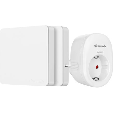 DEWENWILS Funksteckdosen mit Fernbedienung	 16A 3680W	 30M Reichweite	 2 Wandschalter	 Plug-In Ein/Aus Funk-Wandschalter	 Erweiterbarer Lichtschalter für Feiertagsdeko	 Weiß (1/5)