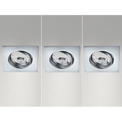 Eckige Einbaustrahler Decke JURA 3er Set schwenkbar Silber Chrom GU10 (1/5)