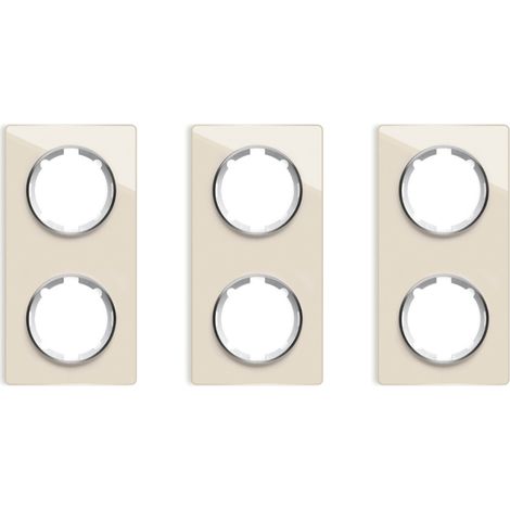 Plaque de finition Garda, en verre, vertical, 2 postes (lot de 3) - beige