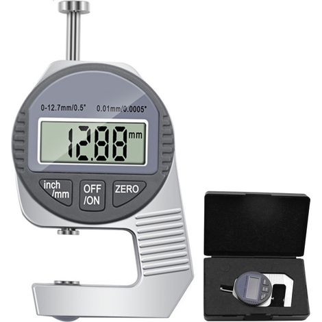 Digitales Miniaturmikrometer mit Schutzgehäuse, Dickenmessskala in Zoll/Metrisch (0-0,5 Zoll / 0-12,7 mm).