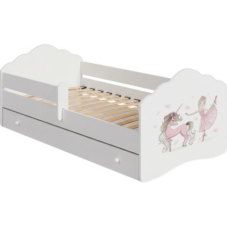 FALA lit enfant avec tiroir et barre 70x140 Fille avec licorne