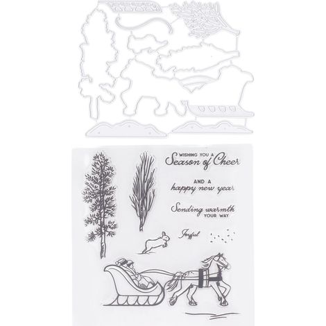 Ensemble Tampons et Découpes pour Cartes - Dies Métal Découpe et Tampons Silicone Transparents - Fournitures Art DIY Scrapbooking (1/5)