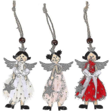 Décorations de Noël : poupées anges à suspendre, ornements en bois, poupées anges en peluche, décorations pour sapin de Noël, cadeaux pour les invités de Noël (1/5)