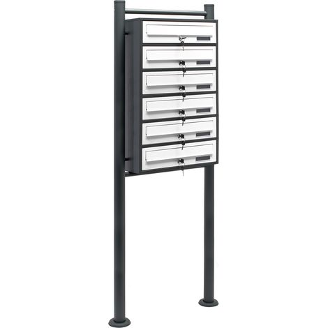 Wiltec Cassetta postale condominiale autoportante 6 posti antracite/bianco 556 x 270 x 1500 mm 1 modulo (1/5)