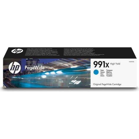 Cartuccia d'inchiostro ad alta resa HP 991X Cyan da 182 ml per HP PageWide Pro 750/772/777 - Modello HPM0J90AE (1/4)