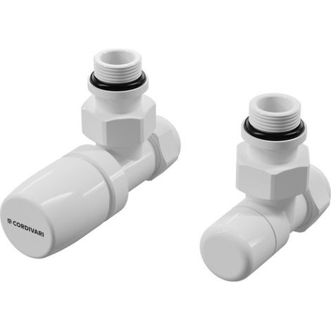 Kit robinet ILHINA équerre blanc pour tube cuivre Ø12/14/15 avec coude de réglage - THERMADOR KIB15EC
