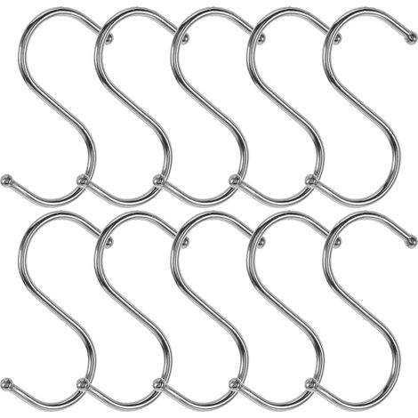 Lot de 10 crochets en S en acier inoxydable pour plantes, adaptés aux suspensions de fleurs finition argentée, installation facile, design peu encombrant. (1/5)