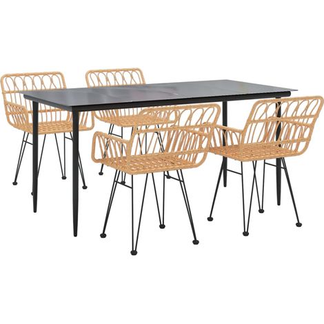 Juego de comedor muebles de jardín muebles de exterior 5 piezas resina tejida 020014320 (1/5)