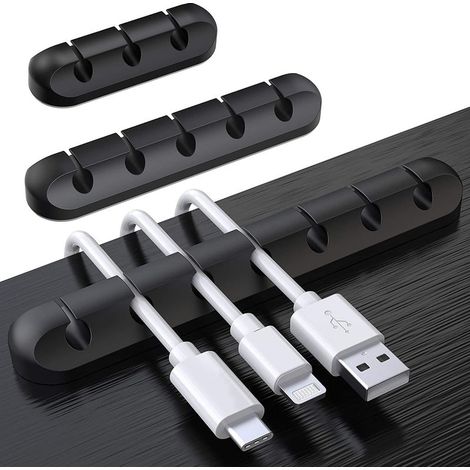 Clips Câble Organisateur Bureau, Lot de 3 Support de Câble, Organisateur de Cordon, Gestion des Cables, Câble Rangement pour USB Câbles de Chargeur/Souris/Écouteur/PC (1/5)