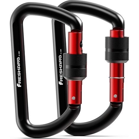 Screw Carabiners, 7075 Aluminium, Heavy Load, 12kN-1220kg, Solid, Ultra Light, Multi-Function for Dog Lead, Hammock, Swing, Key Ring, Medium 8 cm, D Shape, 2/3pcs, Multicoulor (1/5)