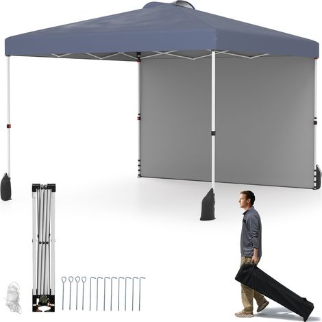 Rifugio da patio pieghevole per eventi commerciali, Tenda a cielo apribile 3 x 3 M con borsa con ruote Grigio (1/4)