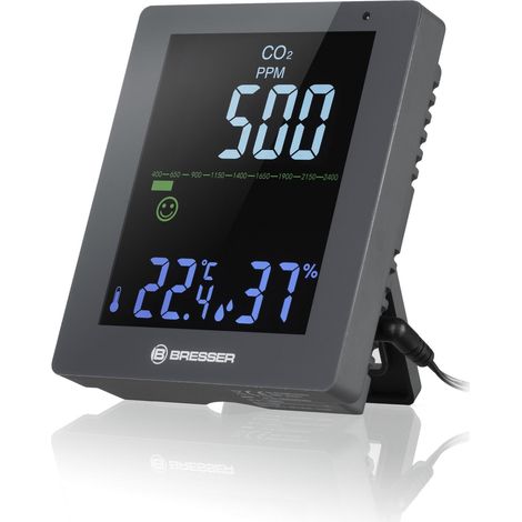 Bresser CO2 Smile Moniteur de qualité de l'air gris