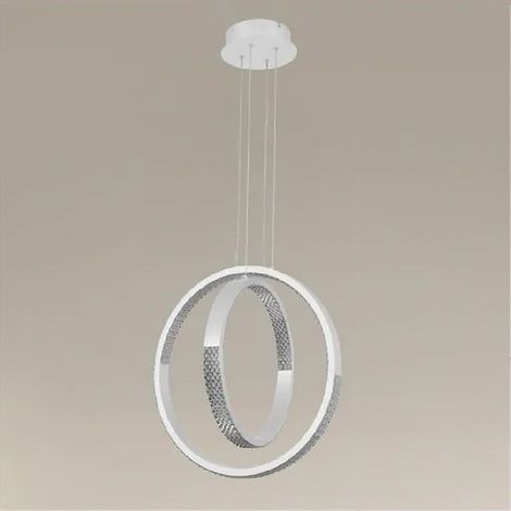 TrAdE Shop Traesio - Lampadario A Sospensione Led 64w Circolare Effetto Cristallo Moderno Bianco 32156 - (1/3)
