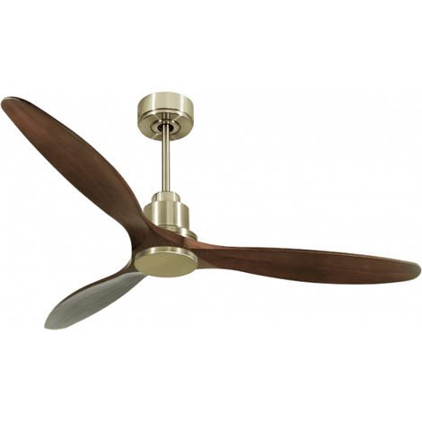 Tenerife de KlassFan - Super destratificateur et ventilateur DC 166 cm Laiton, pales bois sombre sans Lumière idéal 30 à 60 m²