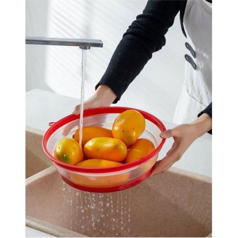 Cloche Micro Ondes- Couvercle Pliable Couverture de Protection Anti-éclaboussures Passoire pour Fruits et Légumes CLOCHE MICRO-ONDE (1/4)