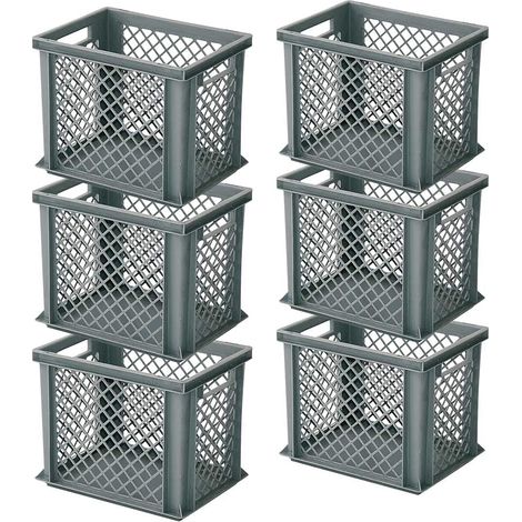 BRB 6 paniers empilables / bacs européens, 400 x 300 x 325 mm, gris, fond fermé