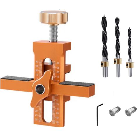 Herramienta multifunción 2 en 1 para puertas de armarios: localizador de aluminio, clip de fijación, taladro para madera.