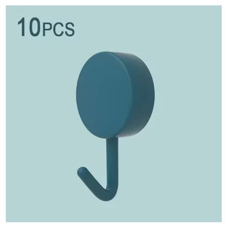 (Bleu foncé, lot de 10) Crochets muraux autocollants, résistants et sans perçage, pour manteaux, sacs, portes de salle de bain, porte de cuisine, porte-serviettes, accessoires de rangement pour la mai (1/5)