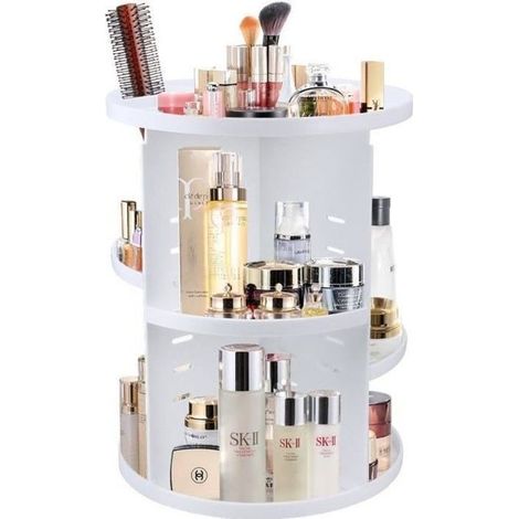 Organisateur de Maquillage - Non spécifié - Rotatif 360° - Plastique - Blanc - Grande Capacité (1/4)