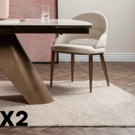 Chaise tissu écru à dos ouvert et pieds cuivrés (lot de 2) TREVI