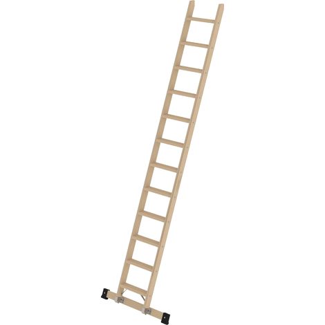 Günzburger Steigtechnik Stufen-Anlegeleiter Holz mit Traverse 12 Stufen - 033722 (1/4)