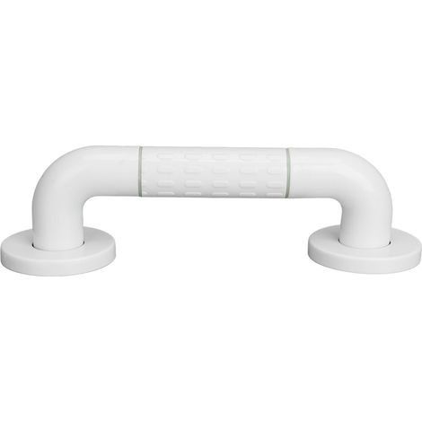 Barre d'appui salle de bain 29cm antidérapante inoxydable acier sécurité main courante pour personnes âgées blanc (1/5)