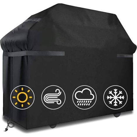 Waterproof BBQ cover 145 x 61 x 117 cm – Weather-resistant 420D Oxford fabric – UV protection – With straps and storage bag (1/5)