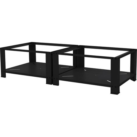 ML-Design Set di 2 Basi per Lavatrice Asciugatrice Frigorifero con 2 Ripiani 128 x 54 cm in Acciaio Nero Portata fino a 150 kg Piedistalli Supporti Rialzati per Elettrodomestici Carichi Pesanti (1/5)