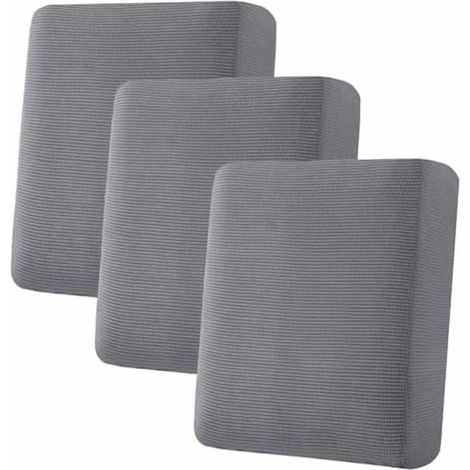 Dreiteiliges Sofabezug-Set aus superelastischem Stoff, grauer Jacquard-Twill – geeignet für Standard-Sitzmöbel.