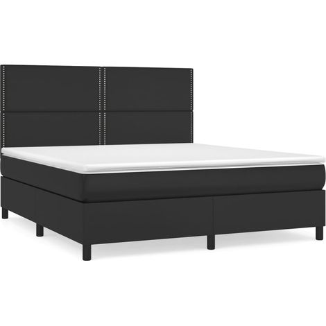Maison Exclusive - Sommier à lattes de lit avec matelas Noir 180x200 cm Similicuir