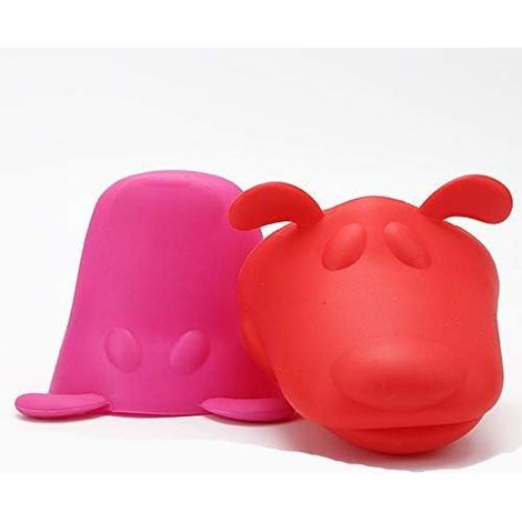 Oven Mitts - Silicone Heat Resistant Up To 220 °F - Dog Shaped Kitchen Potholders For Cooking Baking Microwave Use - Set Of 2 (1/5)