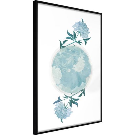 Affiche Murale Encadrée "World in Shades of Blue" 40 x 60 cm Noir