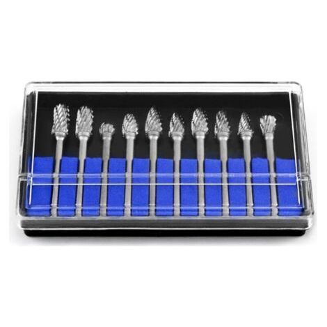 10 fraises rotatives à double tranchant, tête de coupe en carbure de 3 mm, queue de 6 mm, adaptées au travail du bois et du métal (1/4)