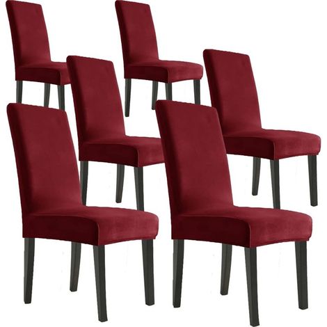 Housse de Chaise Extensible Lot de 6, Couverture Protecteur de Chaise Salle a Manger Universel Amovible Lavable Moderne Durable pour Maison Hotel Restaurant Fete Banquet Cuisine Decoration (1/5)