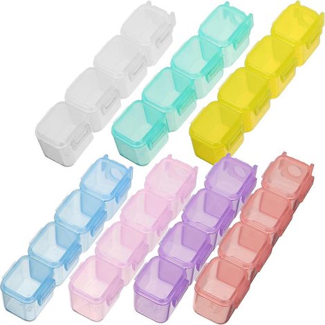 Schmuckkästchen mit 28 Fächern, Schmuckkästchen, Schmucketui, Ohrring- und Halskettenorganizer-17X10.4CM-Colorful (1/3)