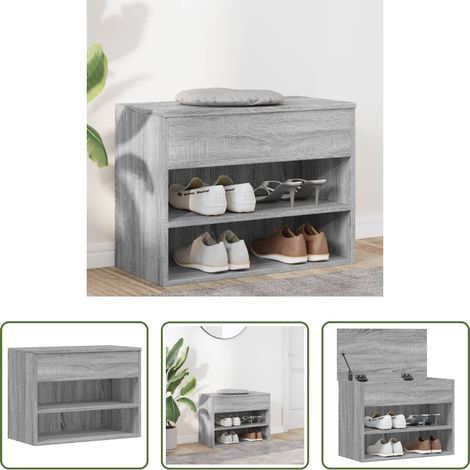 vidaXL Schuhregal - Schuhbank Grau Sonoma 60x30x45 cm Holzwerkstoff (1/5)
