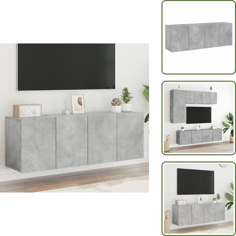 Meubles TV muraux 2 pcs gris béton 60x30x41 cm - Meuble Tv - Meuble Tv Mural - Support Tv - Meuble Hifi - Rangement Tv (1/5)