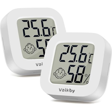 Mini Digital Thermometer Hygrometer innen 2 Stück, raumthermometer zimmerthermometer temperatur und luftfeuchtigkeitsmesser, Hochgenauer temperatursensor für Gewächshausautos, Home, Office