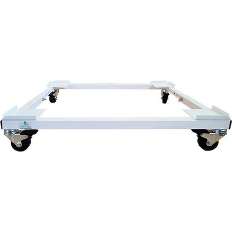 CARRELLO LAVATRICE REGOLABILE 35/55X60CM C/RUOTE ACCIAIO VERN.BIANCO