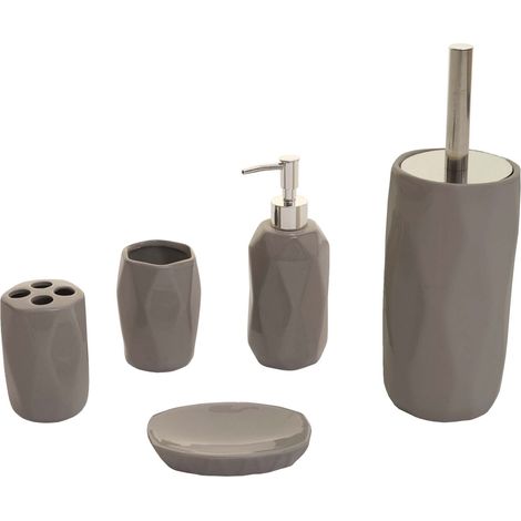 Ensemble de salle de bains 5 pièces HHG-238, accessoires de salle de bains, céramique, gris