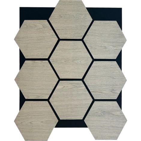 Lot de 4 panneaux Acoustiques Muraux Hexagonaux – Finition Chêne blanc