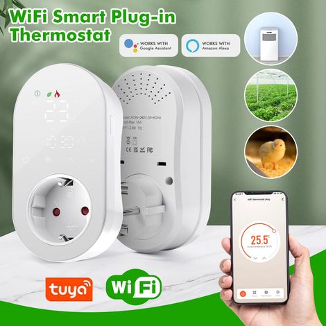 Spina termostato per riscaldamento intelligente 16A Spina termostato collegata Regolatore di temperatura compatibile con Alexa/Assistente Google con modalità di riscaldamento e raffreddamento (1/4)