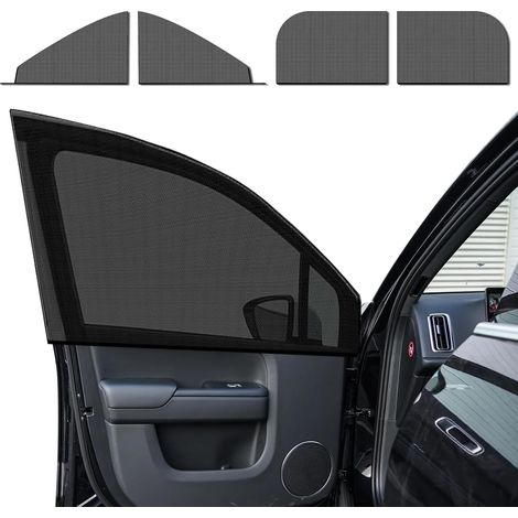 Lot de 4 pare-soleil auto - protections latérales pour vitres avant et arrière - écrans anti-chaleur et anti-UV - maille respirante - protège-bébé pour fenêtres - adaptés à tous véhicules - noir