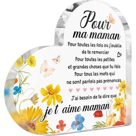 Décoration en Acrylique Pour ma maman je tu2019aime maman avec Fleur et Papillon - Idée Cadeau Chrysanthème (1/5)