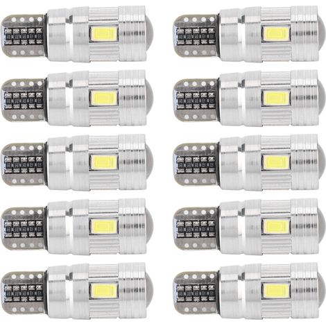Lot 10 Ampoules LED T10 5630 6SMD W5W Canbus Decode Anti-Erreur Feu De Position Plaque Immatriculation (1/5)