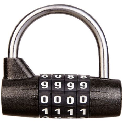 Cadenas à combinaison à 4 chiffres pour casier scolaire, salle de sport, boîte à outils, étui, rangement à moraillon (anse noir) (1/5)